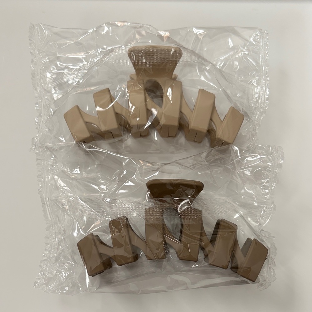 Neutral Beige Hair Claw Clip Set - 2 Pack